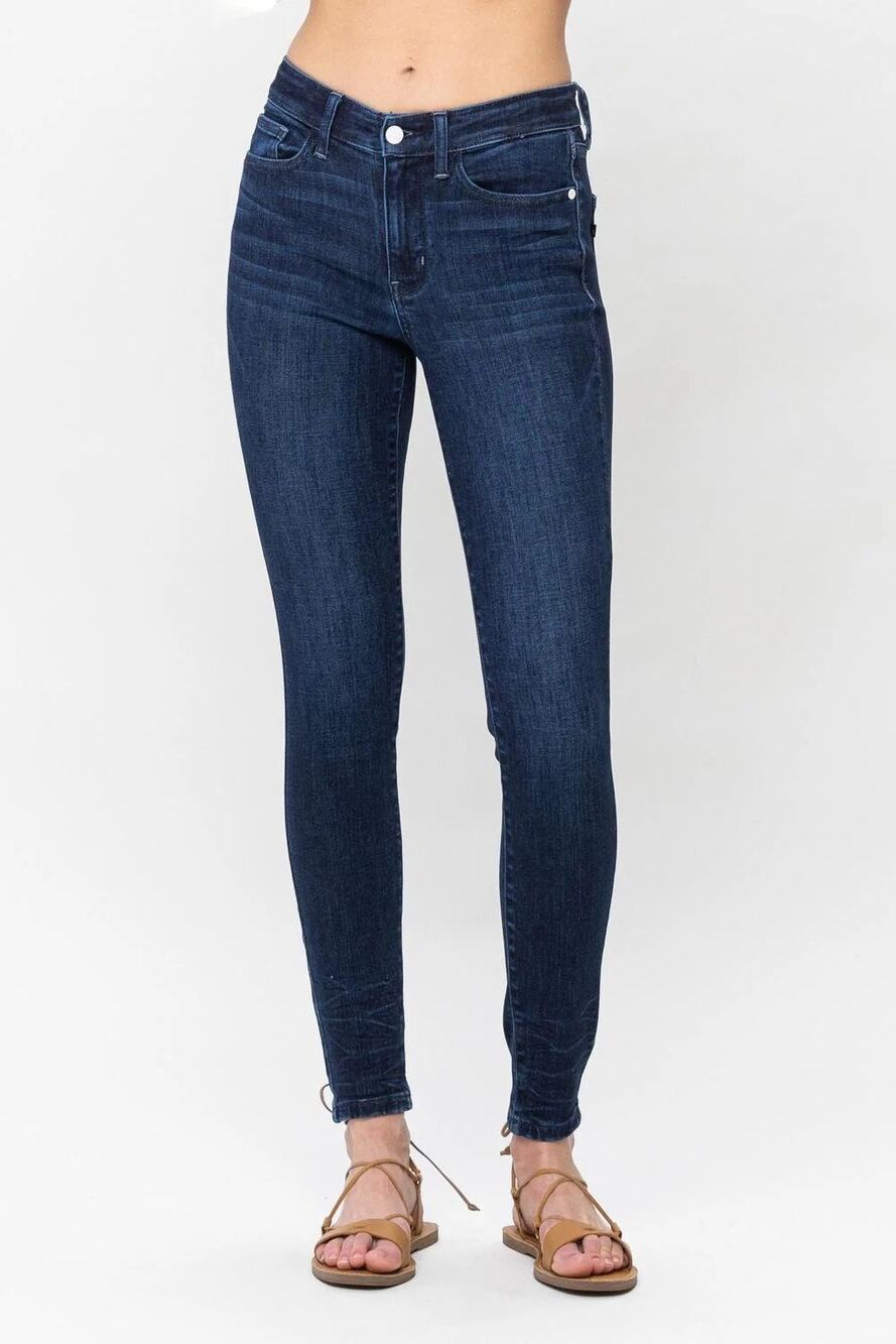 Judy Blue Mid Rise Classic Crinkle Ankle Skinny Jeans Size 3/26 82505DK *EUC